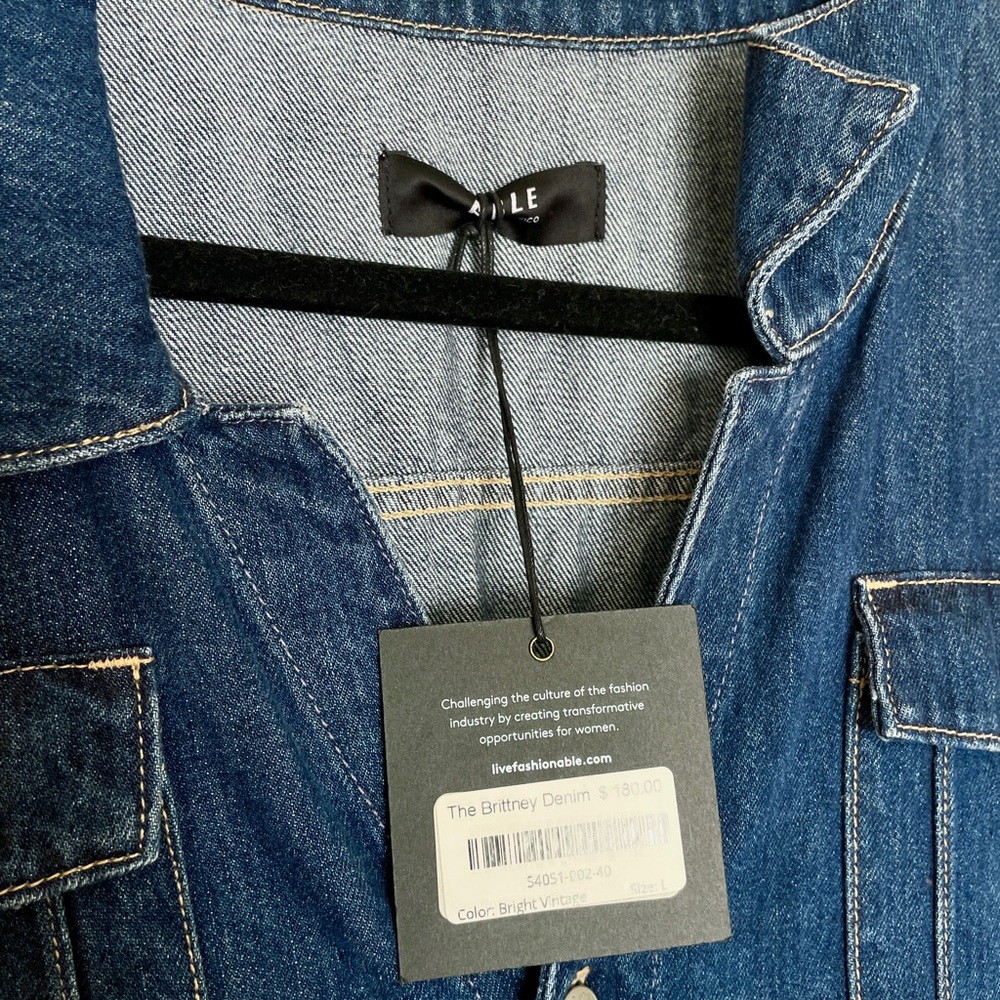 NWT ABLE Blue Denim Boiler Jumpsuit (BRITTNEY DENIM JUMPSUIT) - Picture 3 of 5